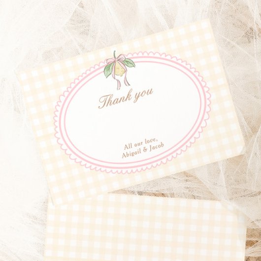 Pink & Yellow Lemon Bow Thank You Bedankkaart
