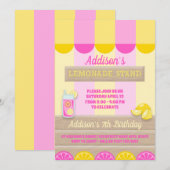 Pink Yellow limonade stand Summer Birthday Party Kaart (Voorkant / Achterkant)