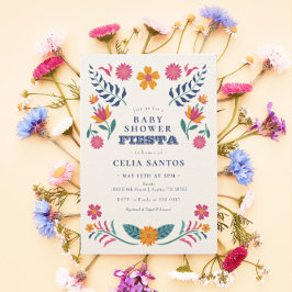 Pink Yellow Mexican Fiesta Baby shower Invitation Kaart