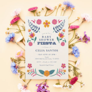 Pink Yellow Mexican Fiesta Baby shower Invitation Kaart