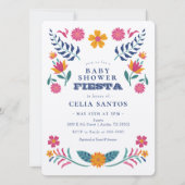 Pink Yellow Mexican Fiesta Baby shower Invitation Kaart (Voorkant)