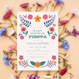 Pink Yellow Mexican Fiesta Baby shower Kaart