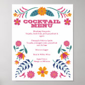 Pink Yellow Mexican Fiesta Bar Menu Sign Poster (Voorkant)