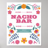 Pink Yellow Mexican Fiesta Nacho Bar Sign Poster (Voorkant)