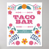 Pink Yellow Mexican Fiesta Taco Bar Sign Poster (Voorkant)