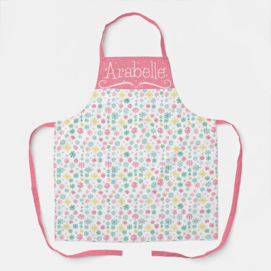 Pink Yellow Mint Snowflake Pattern Schort (Voorkant)