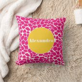 Pink Yellow Monogram Giraffe Pattern Pillow Kussen (Deken)