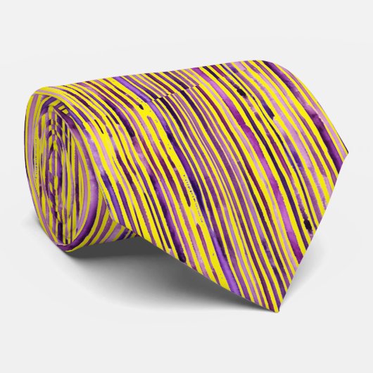 Pink Yellow Neon Abstract Violet Purple Artsy Gift Stropdas (Opgerold)