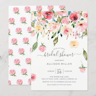 Pink Yellow Peonies Roos Florence Vrijgezellenfees Kaart