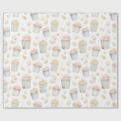 Pink Yellow Popcorn Birthday Cadeaupapier (Vlak)