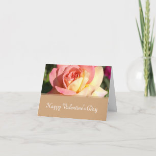 Pink, yellow rose flowers Happy Valentine's Day Feestdagen Kaart