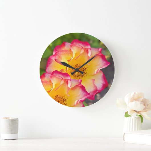 Pink Yellow Rose Grote Klok (Huis)