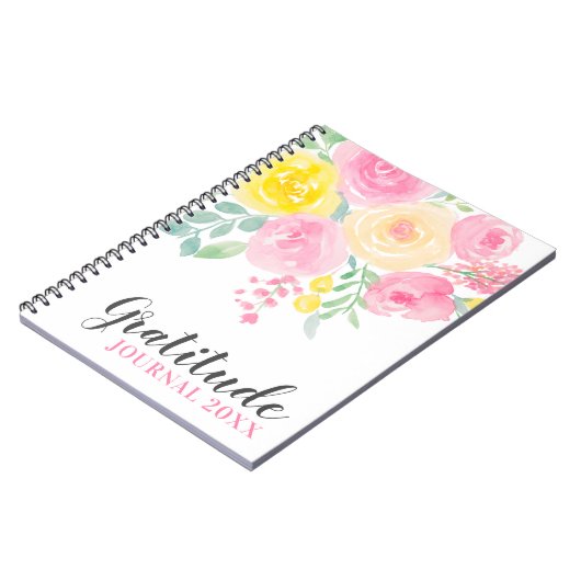 Pink yellow roses florale paint gratitude Journal Notitieboek (Linkerzijde)