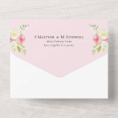 Pink Yellow Spring Floral Wedding All In One Uitnodiging (Achterkant)