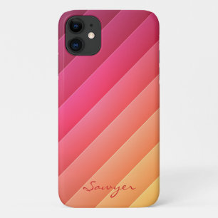 Pink & Yellow Striped Case-Mate iPhone Case