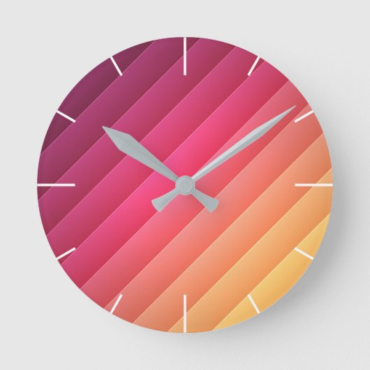Pink & Yellow Striped Ronde Klok (Voorkant)