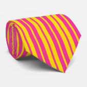 Pink Yellow Stylish Stripes Pattern Design  Stropdas (Opgerold)