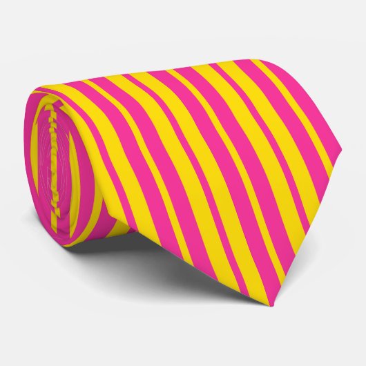 Pink Yellow Stylish Stripes Pattern Design  Stropdas (Opgerold)