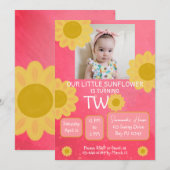 Pink Yellow Sunflower Tweede geboortedag Foto Kaart (Voorkant / Achterkant)