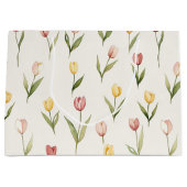 Pink Yellow Tulip Flowers Easter Groot Cadeauzakje (Voorkant)