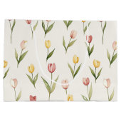Pink Yellow Tulip Flowers Easter Groot Cadeauzakje (Achterkant)