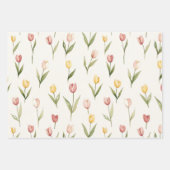 Pink Yellow Tulip Flowers Easter Inpakpapier Vel (Voorkant)