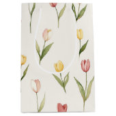 Pink Yellow Tulip Flowers Easter Medium Cadeauzakje (Voorkant)