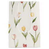 Pink Yellow Tulip Flowers Easter Medium Cadeauzakje (Achterkant)