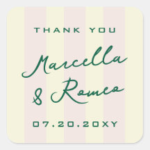 Pink Yellow Vertical Stripes Modern Thank You