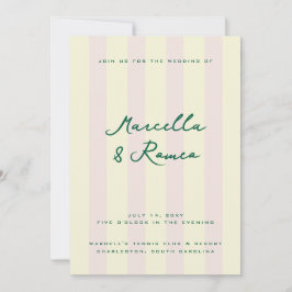 Pink Yellow Vertical Stripes Tennis Club Kaart