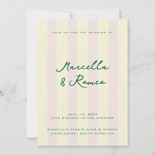 Pink Yellow Vertical Stripes Tennis Club Kaart (Voorkant)