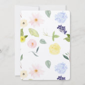 Pink Yellow Waterverf Floral Wedding Kaart (Achterkant)