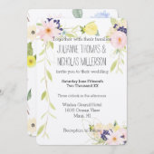 Pink Yellow Waterverf Floral Wedding Kaart (Voorkant / Achterkant)