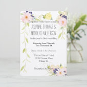 Pink Yellow Waterverf Floral Wedding Kaart (Staand voorkant)