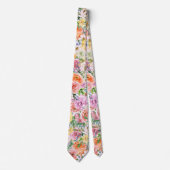 Pink Yellow White Oranje Roos Flowers Patroon Stropdas (Voorkant)