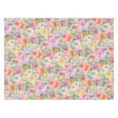 Pink Yellow White Oranje Roos Flowers Patroon Tafelkleed (Voorkant (Horizontaal))