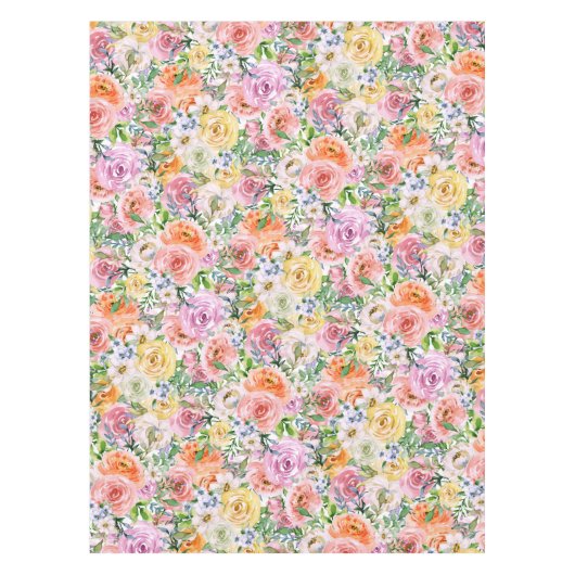 Pink Yellow White Oranje Roos Flowers Patroon Tafelkleed (Voorkant)