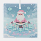 Pink Yoga Santa Meditation Christmas Glas Ornament (Voorkant)