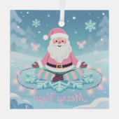 Pink Yoga Santa Meditation Christmas Glas Ornament (Achterkant)