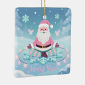 Pink Yoga Santa Meditation Christmas Keramisch Ornament (Rechts)