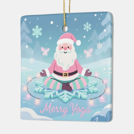 Pink Yoga Santa Meditation Christmas Keramisch Ornament (Links)