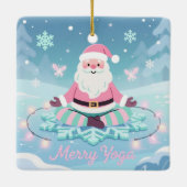 Pink Yoga Santa Meditation Christmas Keramisch Ornament (Achterkant)