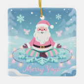Pink Yoga Santa Meditation Christmas Keramisch Ornament (Voorkant)