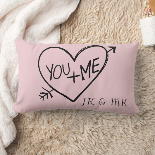 Pink You and Me Heart monogram Kussen (Deken)