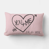 Pink You and Me Heart monogram Kussen (Voorkant)