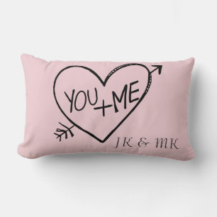 Pink You and Me Heart monogram Kussen