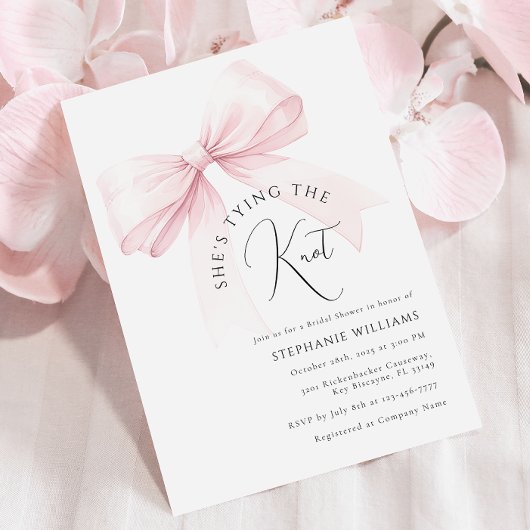 Pink Ze is Tying the Knot Bridal Shower Uitnodigin Kaart