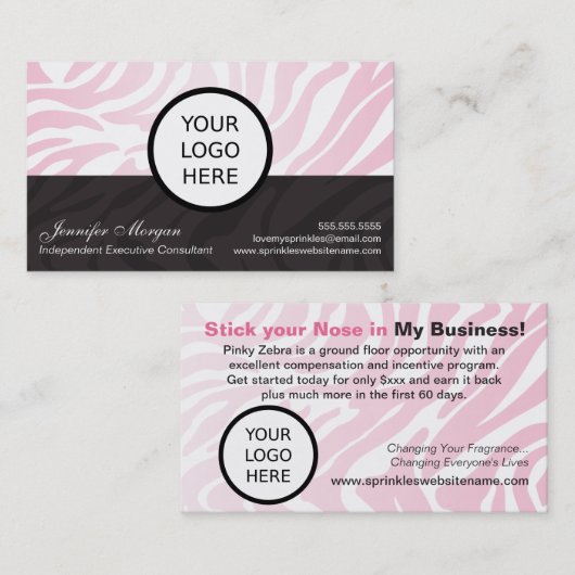 Pink Zebra Add Logo Visitekaartje (Voorkant / Achterkant)