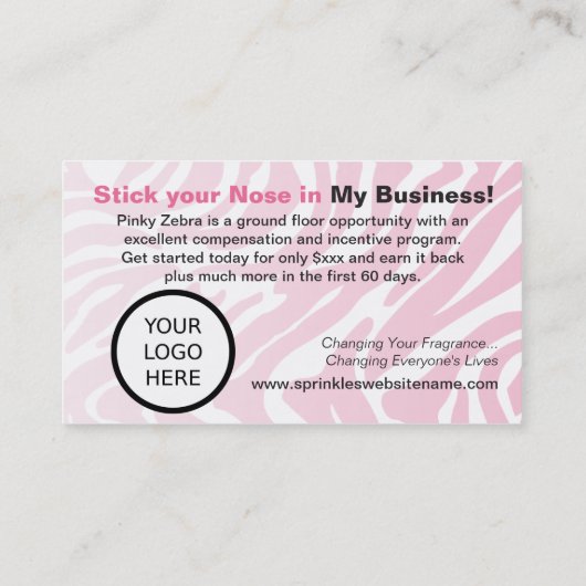 Pink Zebra Add Logo Visitekaartje (Achterkant)