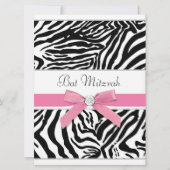 Pink Zebra Bat Mitzvah Kaart (Voorkant)